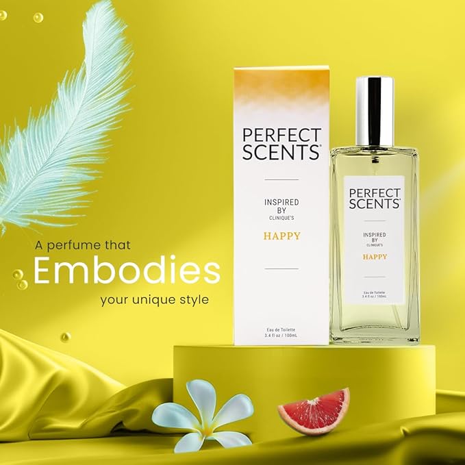 Perfect Scents Fragrances, Inspired by Clinique's Happy, Women’s Eau de Toilette, CLEAN, Vegan, Paraben-Free, Phthalate-Free, Never Tested on Animals, 3.4 Fluid Ounces