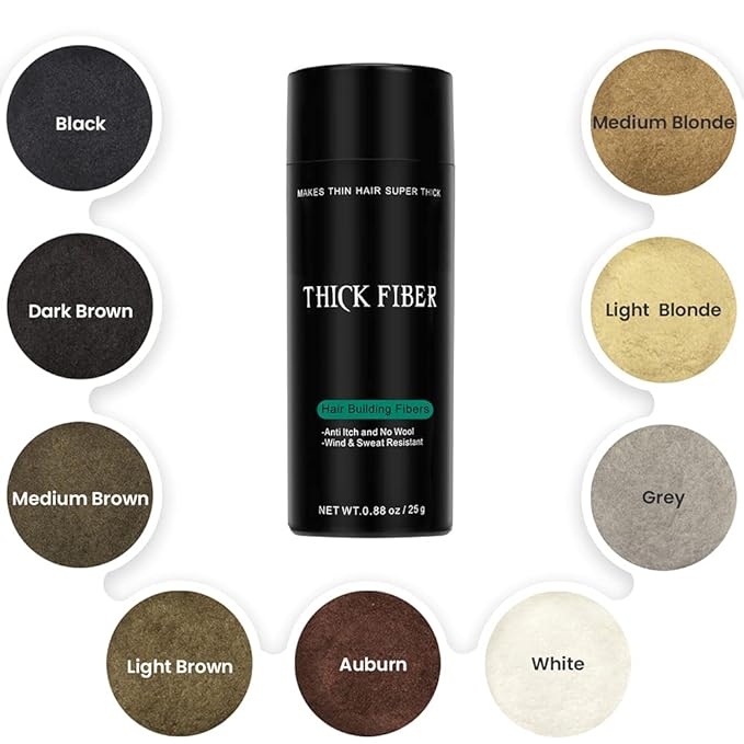 THICK FIBER Hair Fibers for Thinning Hair & Bald spots (LIGHT BLONDE) - 25g Bottle - Conceals Hair Loss in Seconds - Hair Powder for Women & Men