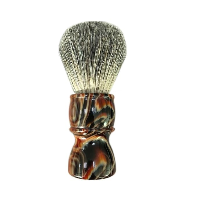 Shaving Brush,100% Professional Silvertip Badger Bristle Brush with Resin Ergonomic Handle Brown Christmas Gift