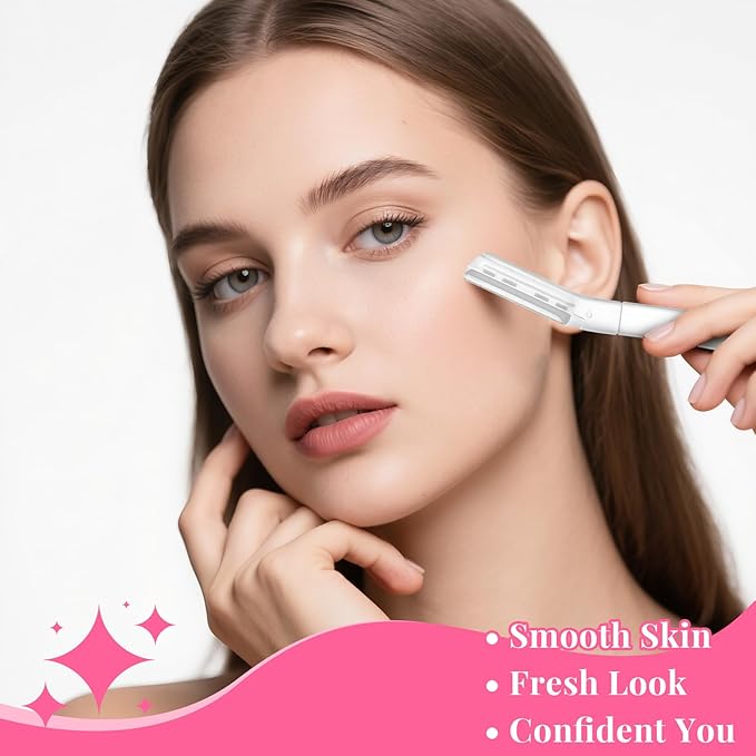 32 Count Face Razors for Women – Dermaplane Razors & Eyebrow Razor Set, 24 Long + 8 Short Precision Blades, Facial Razor for Peach Fuzz, Hair Removal & Gentle Exfoliation (Clear)