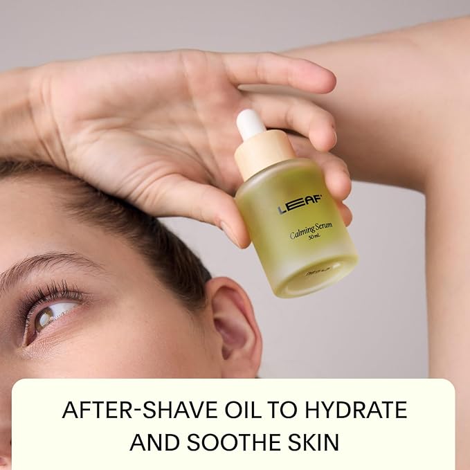 Leaf Shave | Leaf Care Set - Includes Shave Oil (1.7 fl oz) and Calming Serum (1 fl oz), Reusable Glass Bottles for Pre- and Post-Shave Skin Care