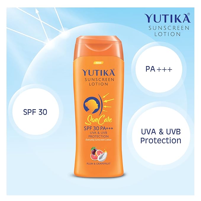 Yutika Sunscreen Lotion SPF 30 PA+++ For Women And Men With Plum & Grapefruit | UVA & UVB Protection | Everyday Sunscreen Lotion For Face And Body (100/3.53 Fl Oz)