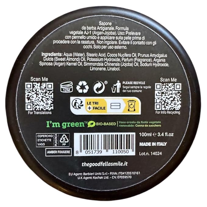 The Goodfellas’ Smile AMBER FOUGERE (Lavender & Sandalwood) Italian Shaving Soap – Classic Tallow Croap for Use with Shaving Brush, Razor & Traditional Wet Shave