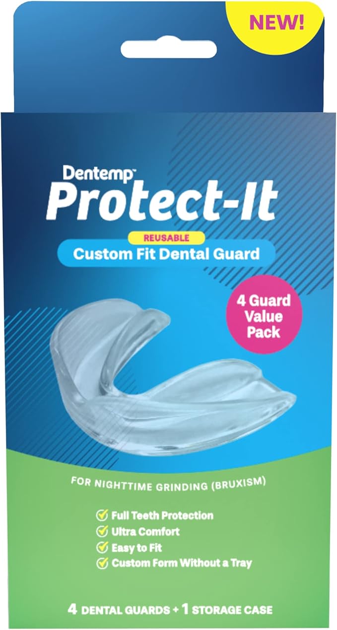 Dentemp Protect-It Custom Fit Mouth Guard 4 Pack for Teeth Grinding at Night - Night Guards for Sleep