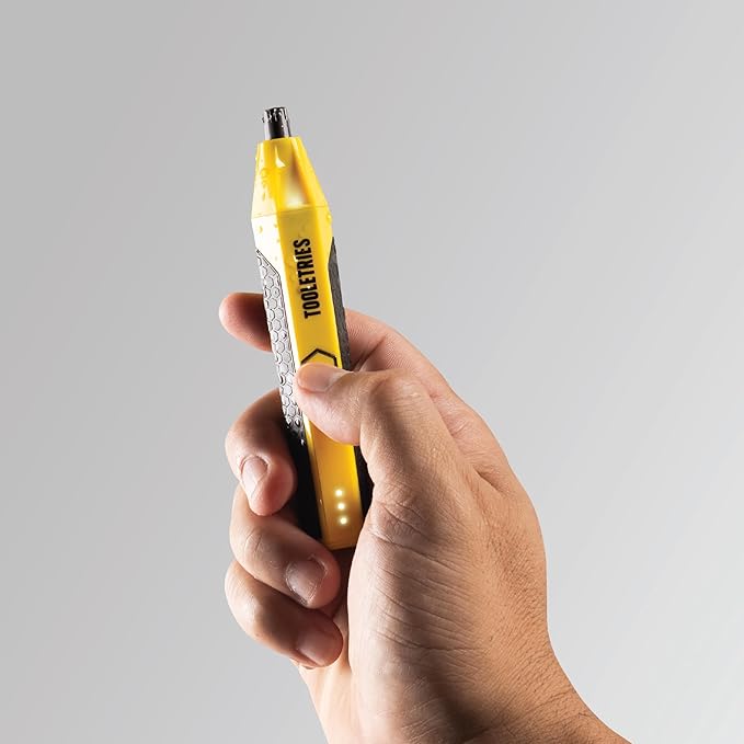 TOOLETRIES The Ranger - Electric Nose & Ear Hair Trimmer for Men, Wet/Dry Nose Clippers with Stainless Steel Blades, Waterproof, Rechargeable Li-Ion Battery, LED Spotlight, Travel Lock - Yellow