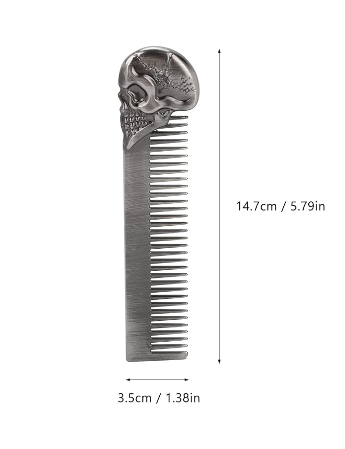 Beard Comb Beard Mustache Pocket Comb Hair Comb for Men Zinc Alloy Hair Brush Mustache and Beard Styling Tool for Home Salon (silver)