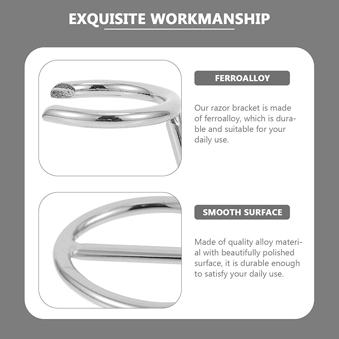 Men’s Razor Brush Stand Ferroalloy Razor Organizer Silver Bathroom Shaving Tool Holder Rack for Beard Brush Drying