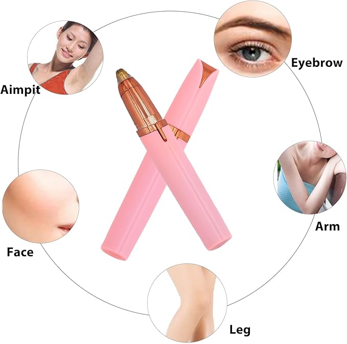 2 Pack USB Rechargeable Portable Electric Eyebrow Trimmer Pen for Women,Painless Precision Eyebrow Hair Remover, Safe Eyebrow Shaver Razor Tool for face Leg Lip Armpit Hand(Pink)