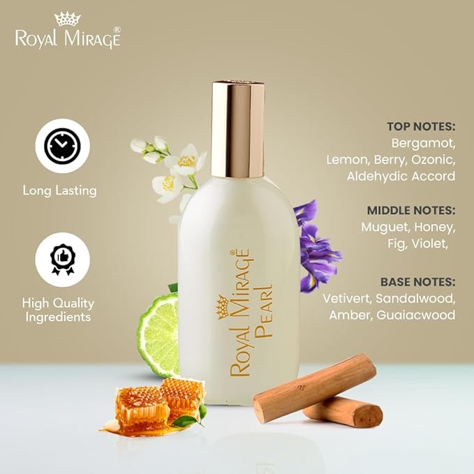 Royal Mirage Pearl Eau de Cologne - Premium Wild Berries & White Violet Fragrance Spray - 120ml (4 oz) Long-Lasting EDC - Authentic Heritage Scent