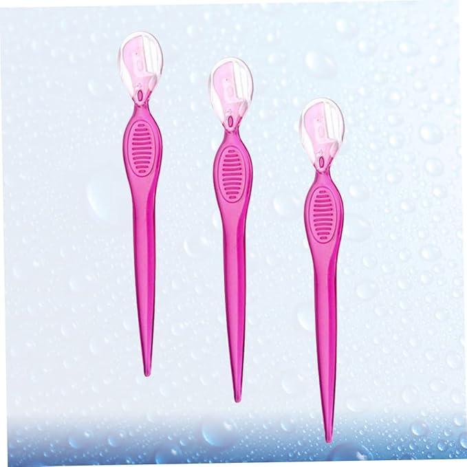 3pcs Stainless Steel Eyebrow Razors for Precise Trimming Beauty Makeup Tools Red for Women and Travel