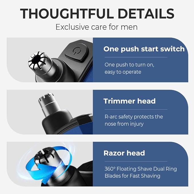 Drkicsy Rechargeable Portable Nose Hair Trimmer for Men and Women, Electric Nose Hair Remover Nasal Hair Cutter Shaver (Blue)
