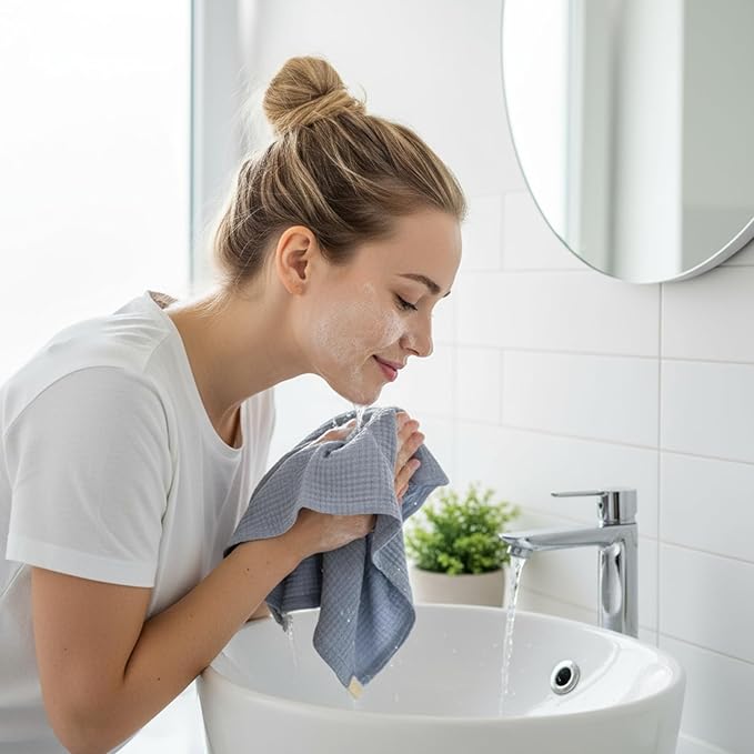 5 Pack Face Cloths Makeup Remover Cloth Cotton Wash Cloth Soft Muslin Washcloths Breathable Reusable Facial Towels for Skin Care Daily Absorbent Cleaning Travel Women Men Adults
