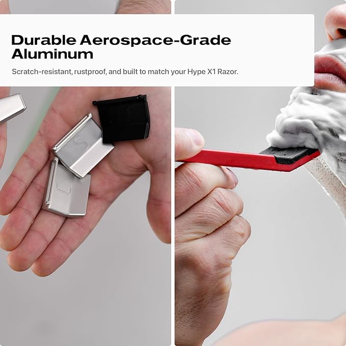HYPE X1 Safety Razor Shave Settings - Sensitive (S) & Ultra-Close (UC) Settings, Durable Aerospace-Grade Aluminum, Magnetic snap-on design, Compatible with HYPE X1 Safety Razor for Men & Women-Silver
