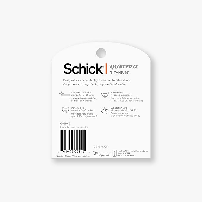 Schick Quattro Titanium Refills — Schick Quattro Refills, Men’s Razor Refills, 6 Count