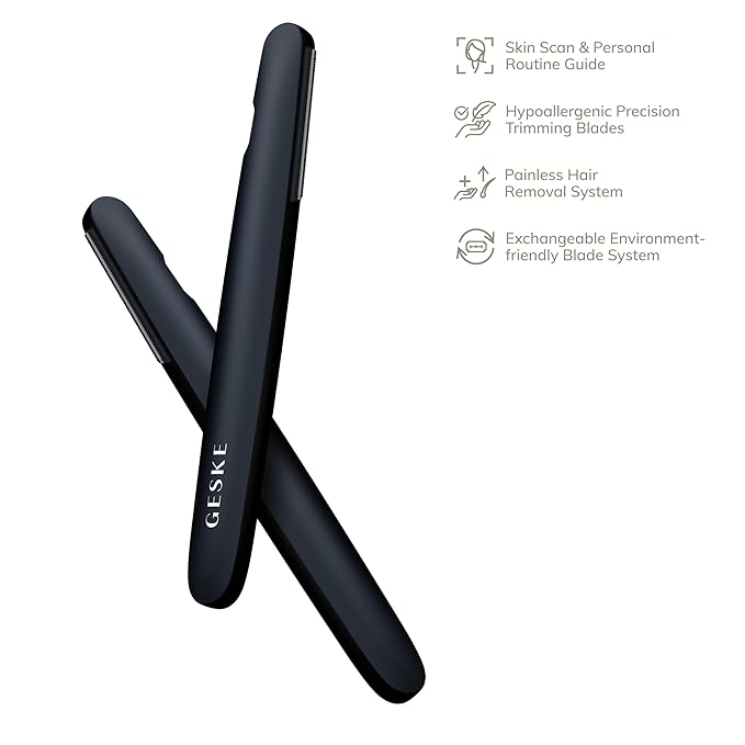 GESKE Precision Trimmer | 4 in 1 | Painless, Hygienic Hair Remover | Precise Hair Trimmer Tool | Face & Body | Men & Women | Grooming Device | Hypoallergenic, Easy-to-exchange Blades | All Skin Types