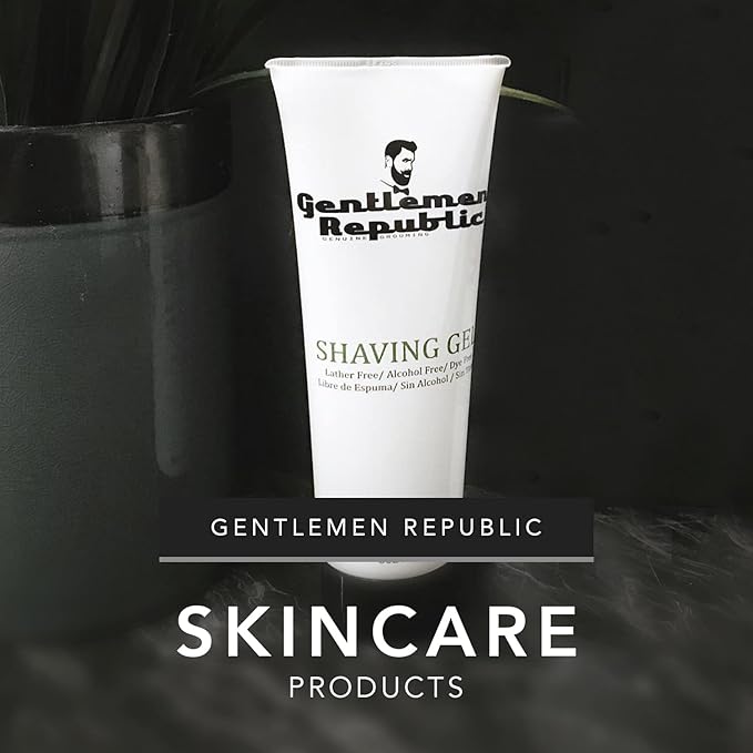 Gentlemen Republic 8oz Shaving Gel - 100% Alcohol-Free, Lather and Dye-Free Formula with Maximum Glide for Comfort, Made in the US