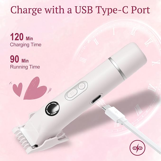 Bikini Trimmer for Women, 4 in 1 Wet/Dry Electric Razors for Women - Dual Head, Painless Rechargeable Portable Womens Razors for Shaving Set for Face, Nose, Eyebrows, Armpits, Bikini Area (White)