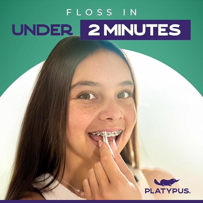 Platypus Orthodontic Flossers for Braces, 30 Count (Pack of 6), Ortho Picks for Adults & Kids, Fits Under Arch Wire, Non-Damaging, Encourage Flossing Habits