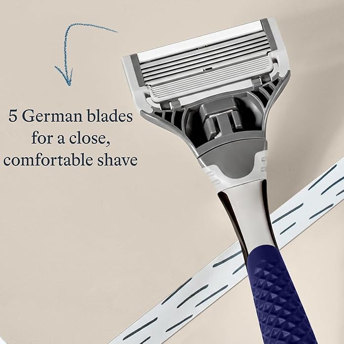 Harry's Razors for Men - Winston Chrome Razor Handle, 1 Handle and 1 Razor Blade Refill (German-Engineered Blades with Lubricating Strip and Precision Trimmer)