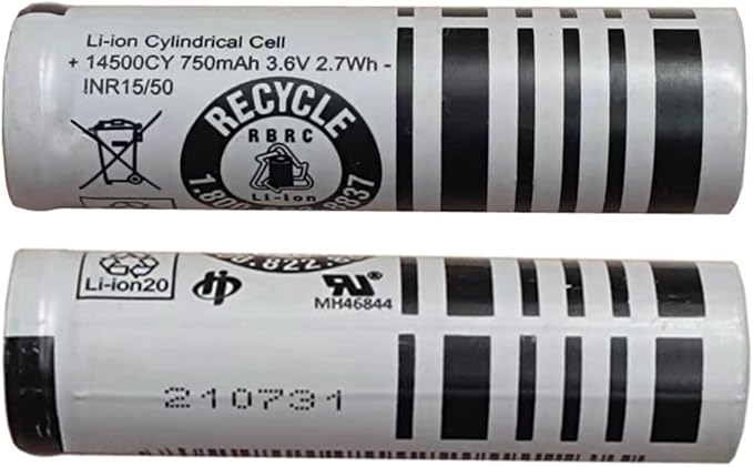 2PCS 14500CY UR14500AC Flat Head Batteries - Compatible With Braun Oral-B Pro 2 (Type 3766), IO4-iO9, 3768, 3769 Electric Toothbrushes