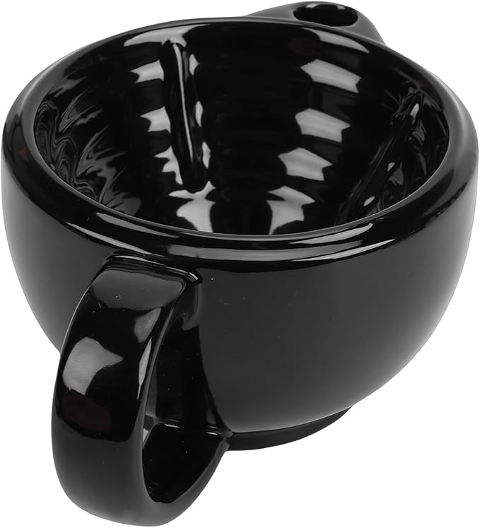 ZJchao Ceramic Shaving Bowl, Dual Chamber Heat Retention Shaving Mug with Wide Mouth for Wet, Oversized Handle for Secure Grip (Double Layer)