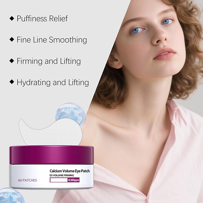 Eye Patches Masks, Calcium Volume Eye Patches For Under Eye Puffiness, Collagen Deep Hydrating Eye Treatment For Men & Women(60 Patches) (2)