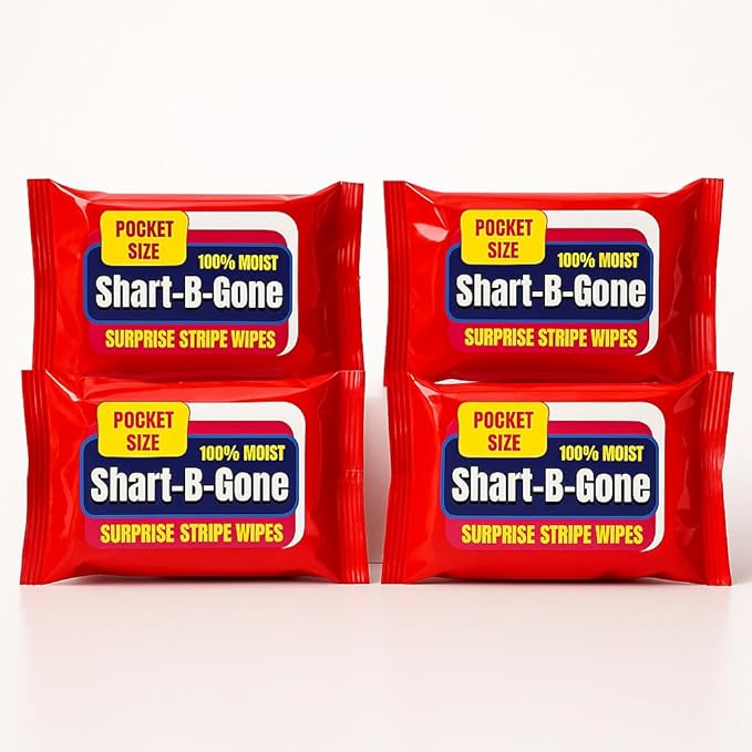 Shart Be Gone Surprise Stripe Wipes - Funny Moist Wipes for Teens and Adults - Travel Size Gag Gift for Teens - Fun Small Stocking Stuffers