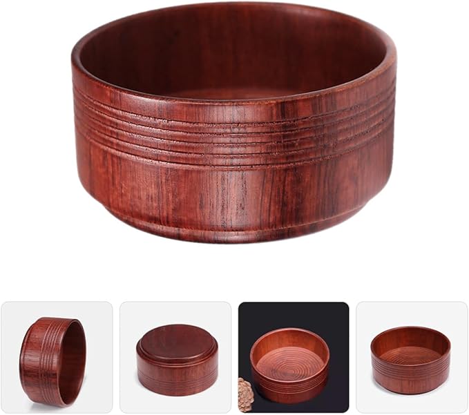 NOLITOY Wood Shaving Bowl for Men, Reusable Shaving Soap Bowl with Retro Oak Wood, Portable Men’s Shave Accessory for Thick Foam Lathering in Bathroom Or Travel Use