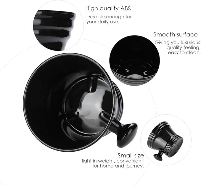 Shaving Bowl, Plastic Shaving Shave Soap Shaving Brush Set Shaving Soap Bowls Handle, Abs Men'S Shaving Foam Shaving Bowl For Shaving Soap Bowls Bowl, 11 11 8Cm(Black)