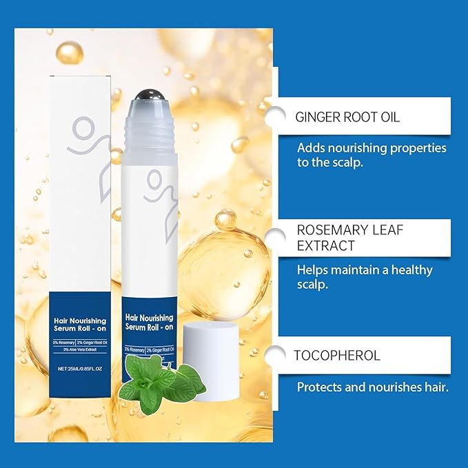 Hair Care Serum Roll On, Nourishing Scalp & Hair Treatment for Growth, Leave-In Rollerball Essence for Dry, Damaged Hairs 10ML (3pcs)