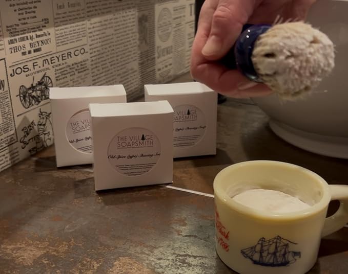 Old Spice Type Shaving Soap - 2.5/8 inc- Fits perfectly in Vintage Old Spice Shaving Cup. Great lather and wonderful scent. Just grandpa used.