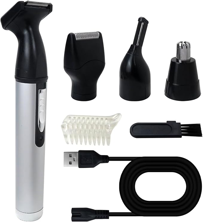 BLUE ELF Superior 4 in 1 Rechargeable Eyebrow Ear Nose Beard Trimmer Set Hair Clipper Shaver USB