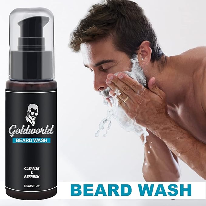 Beard Kit,Beard Grooming Kit w/Beard Wash/Shampoo,2 Packs Beard Oil,Beard Balm,Beard Wash,Brush,Comb,Scissor,Storage Bag,E-Book,Beard Care&Trimming Kit