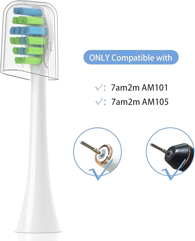 10 Pack Toothbrush Replacement Heads Compatible with 7AM2M AM100/AM105/AM110 Electric Toothbrush, Soft Brush Bristles, White