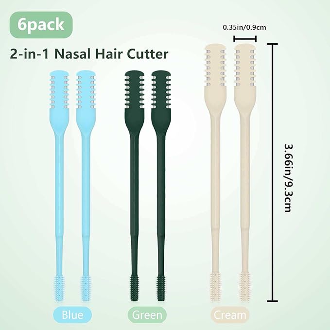 6PCS Nose Hair Cutter, 2-in-1 Nose Hair Trimmer,Portable 360° Rotating Manual Nose Hair Trimmer for Men and Women