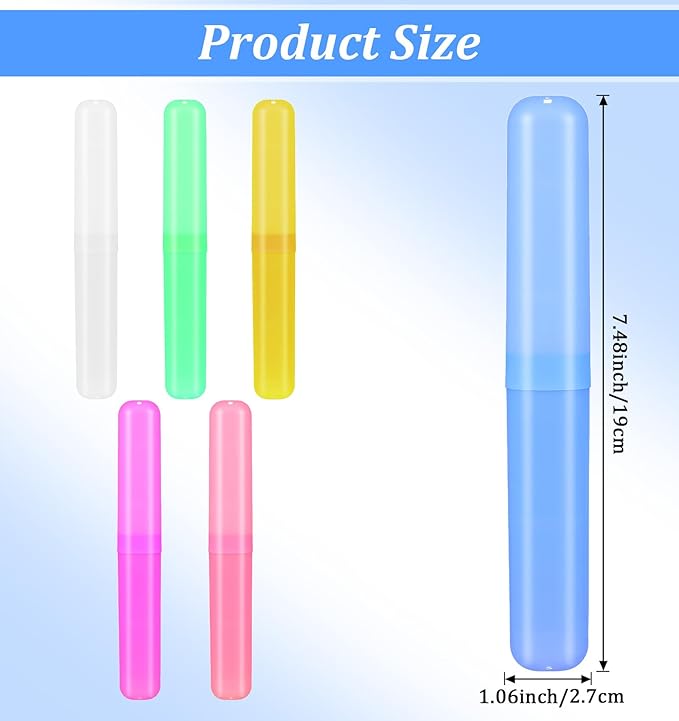 6 Pcs Toothbrush Travel Containers, Portable Plastic Toothbrush Container in Assorted Colors for Travel Camping & Daily Use