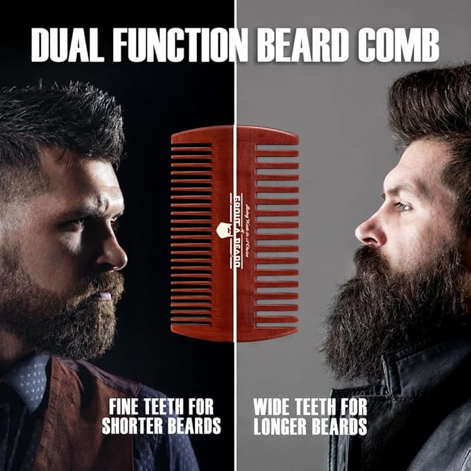 Beard Comb For Men & 100% Boar Bristle Beard Brush For Men, Best Beard Grooming Kit, Natural Mustache Brush And Comb For Men, Hair Brush, Mens Beard Care Gifts, Gift For Beard