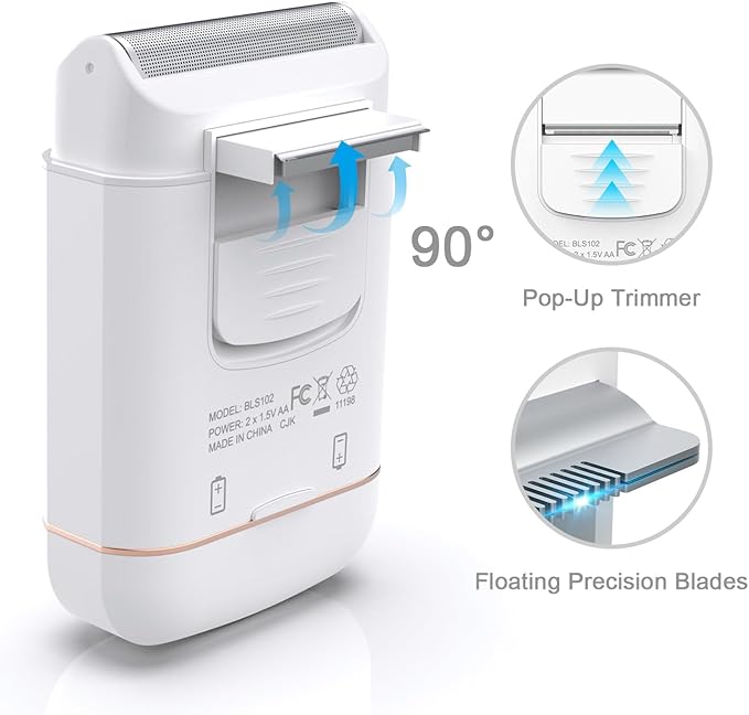 Bella Ciao Cordless Foil Shaver, Electric Bikini Trimmer for Women and Men, Portable Electric Shaver with Floating Foil Razor, Includes Protective Cap and Cleaning Brush, Batteries Not Included