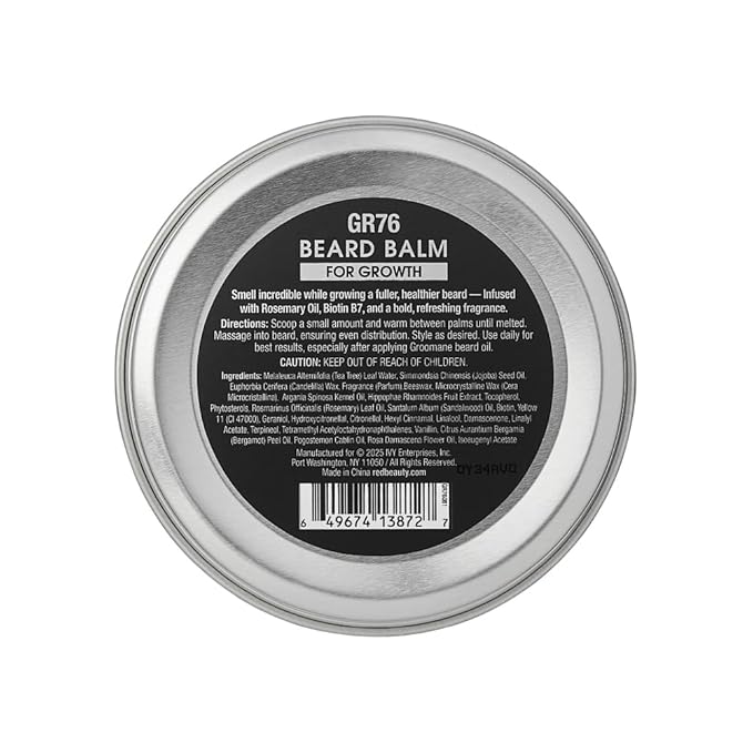 Red by Kiss Groomane Beard Balm, Soften & Tame, Light Hold, Promotes Full, Healthy Look Beard Strengthen Facial Hair, Reduce Breakage