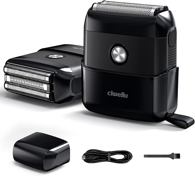 Electric Foil Shavers for Men：Upgraded Mini Electric Razor for Beard with 3 Floating Blades - Cordless Portable Travel Face Shaver USB-C Fast Rechargeable - IPX5 Waterproof(Black)