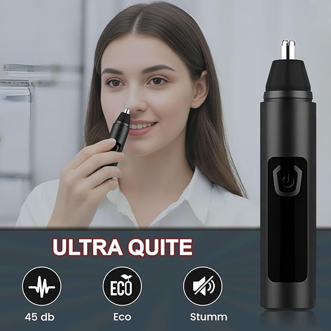 Nose Hair Trimmer for Men Women - Electric Nose Hair Clipper with Replaceable Stainless Steel Blade, Powerful 6500RPM Motor, Wet/Dry Use, Portable USB Rechargeable Design | Black