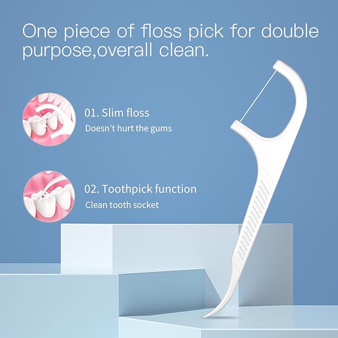 Dental Floss Picks Dispenser Fast Replenishment Refill Box-200 Count Dental Flossers- Replenish in A Second-No Shred or Break Toothpicks-Smooth for Teeth Cleaning
