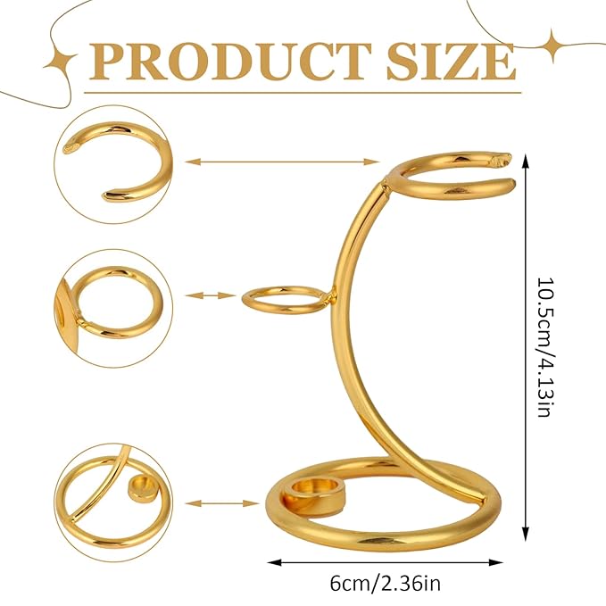 Safety Razors Stand with Brush Holder, Golden Heavy Duty Metal Shaving Brush Stand for Men, Extra Wide Openings, Fits Most Brushes and Razors Shaving
