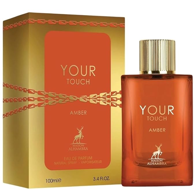 Maison Alhambra Your Touch Amber – Aromatic, Amber, Sweet, Warm – Eau de Parfum Spray Long-Lasting Fragrance for Men, 3.4 Ounce / 100 ml