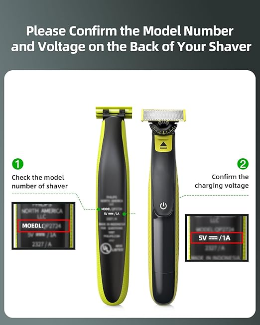 Superer 5V Charger Fit for Philips Norelco One Blade QP2724 QP2834 QP1924 QP4631 QP6542 QP4530, MG7910 MG5910 MG9510 MG9525, X3001 S3341 X3052, for Phillips Power Shaver Cable (USB-C 1-Pack)