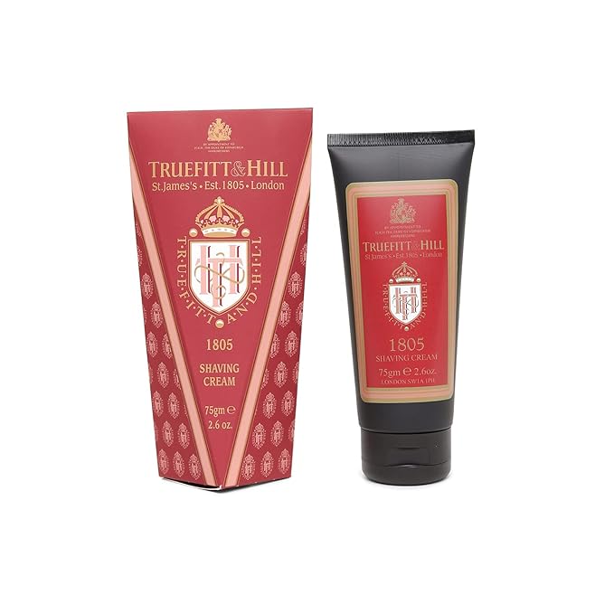 Truefitt & Hill Shaving Cream Tube - 1805 - Premium Glycerin-Based Lather, Smooth Glide, and Hydration for a Luxurious Shave - 2.65 oz