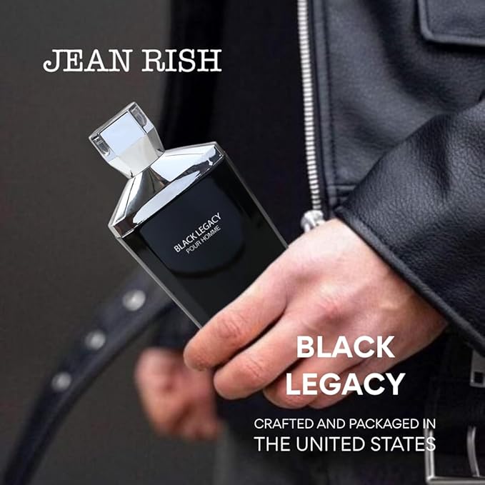 Jean Rish Black Legacy Pour Homme Perfume for Men Eau De Toilette, Long-Lasting Luxury Fragrance, Made In USA - Lavender, Bergamot, Sandalwood Scent - 100ml / 3.4 oz