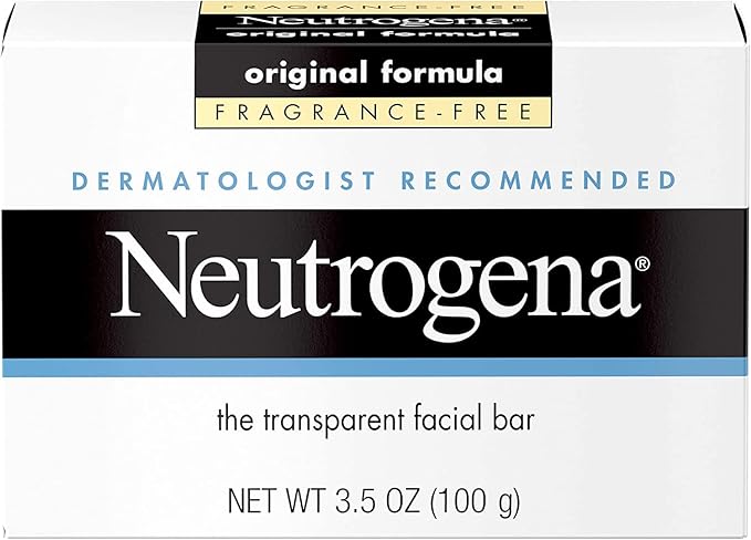 Neutrogena Original Amber Bar Fragrance-Free Facial Cleansing Bar with Glycerin, Pure & Transparent Gentle Face Wash Bar Soap, Free of Harsh Detergents, & Dyes, Hypoallergenic, 3.5 Oz (Pack of 3)