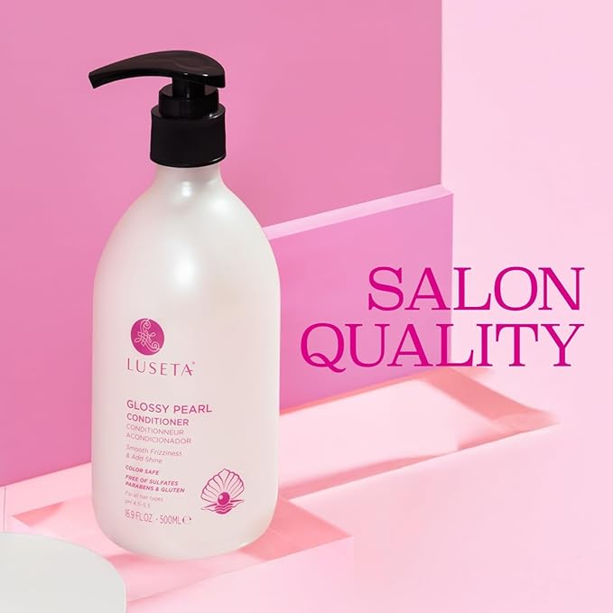 Luseta Glossy Pearl Conditioner for Smoothing and Nourishing Frizzy, Deep Moisturizing Conditioner with Pearl Extract, Awakening shine for Dull hair 16.9 fl.oz.