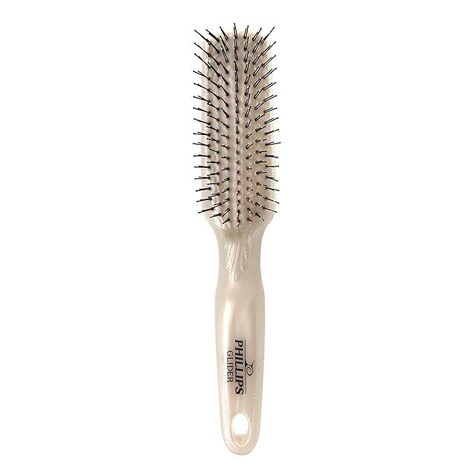 Phillips Brush Glider Detangler Brush, Gardenia – 2-Tier Nylon Tipped Bristles Infused with Moroccan & Keratin Oils which Keeps Hair Healthy & More Manageable